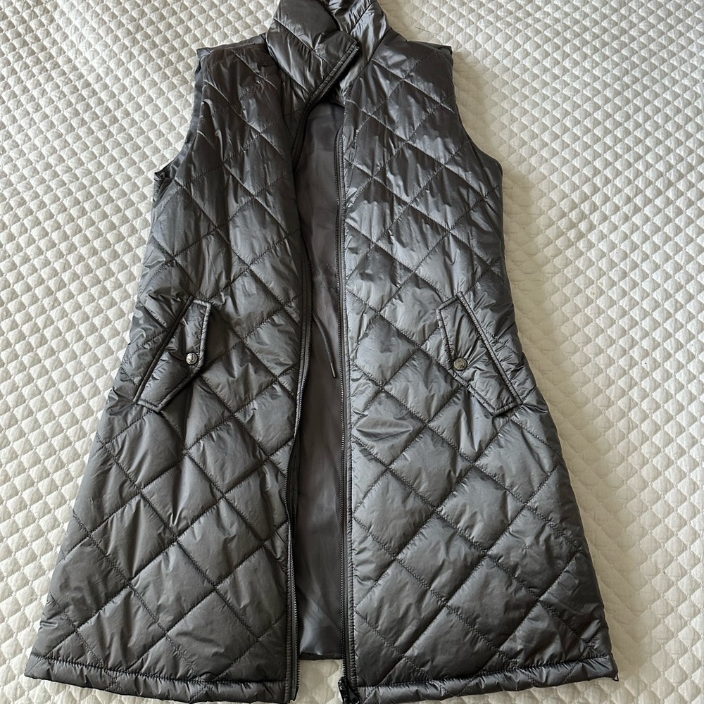 Anatomie Gray Quilted Vest with High Collar